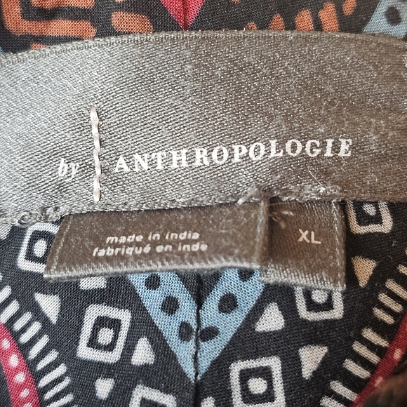 Anthropologie V-Neck Plunge Tunic Mini Dress - Women's Size XL Boho Jungle Black - Picture 11 of 13